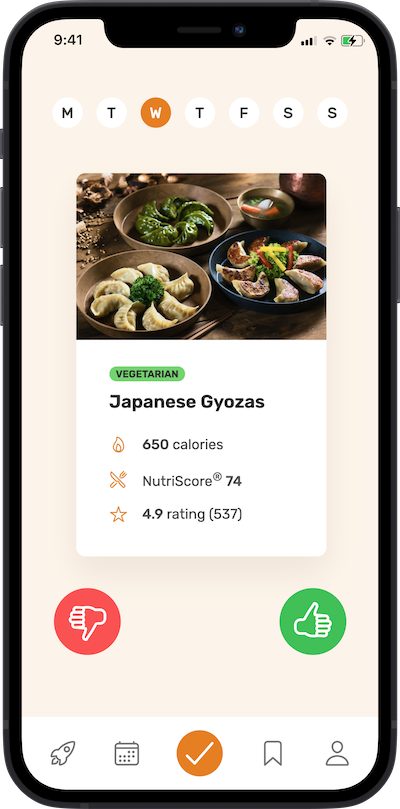 Iphone app meal approving app screen